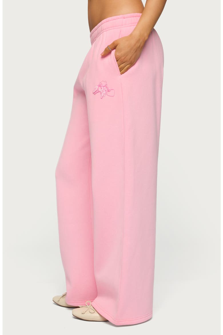 Keychain Embroidery Wide Leg Sweatpants, Alternate, color, PINK
