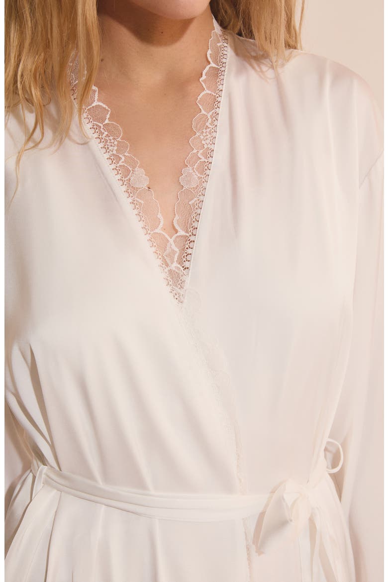 Bridal Bliss Lace Trim Robe, Alternate, color, WHITE