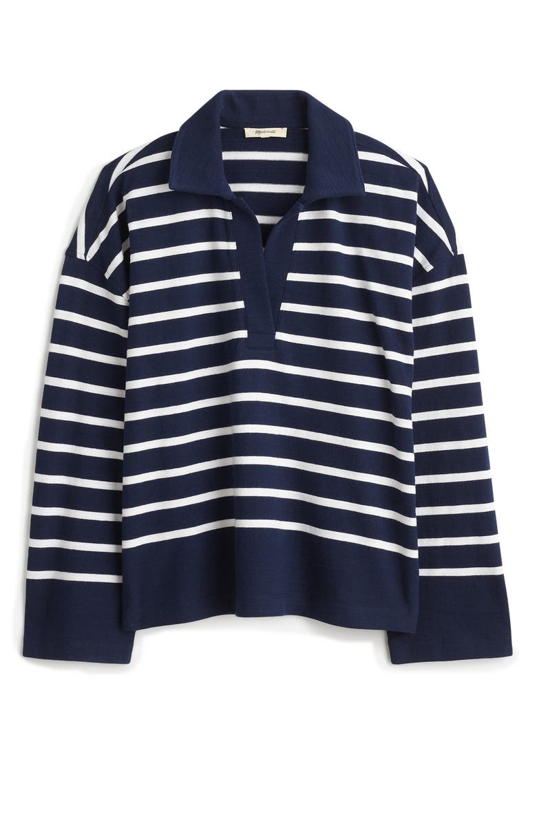 Madewell Stripe Long Sleeve Rugby Shirt, Alternate, color, True Midnight