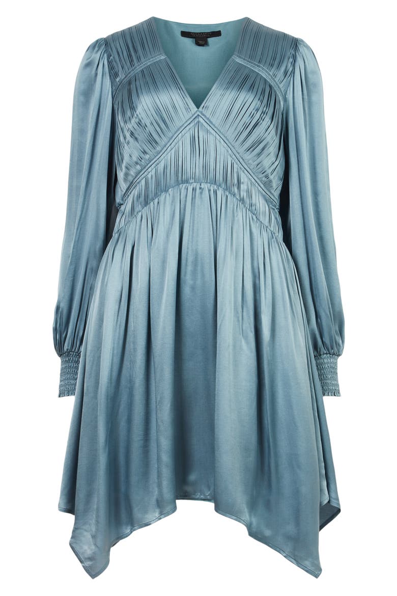Esta Long Sleeve Asymmetric Hem Dress, Alternate, color, BLUE SLATE