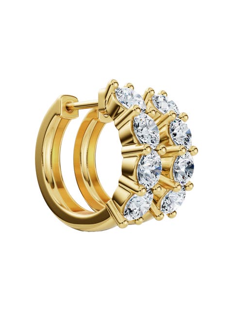 2Ct Diamond Hoops Small 14k or Gold Lab Grown 5/8" Tall