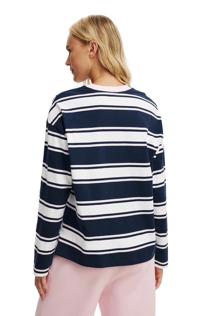 COTTON ON BODY Women's Active Long Sleeve Graphic Crew, Alternate, color, Prep Sport Navy Stripe