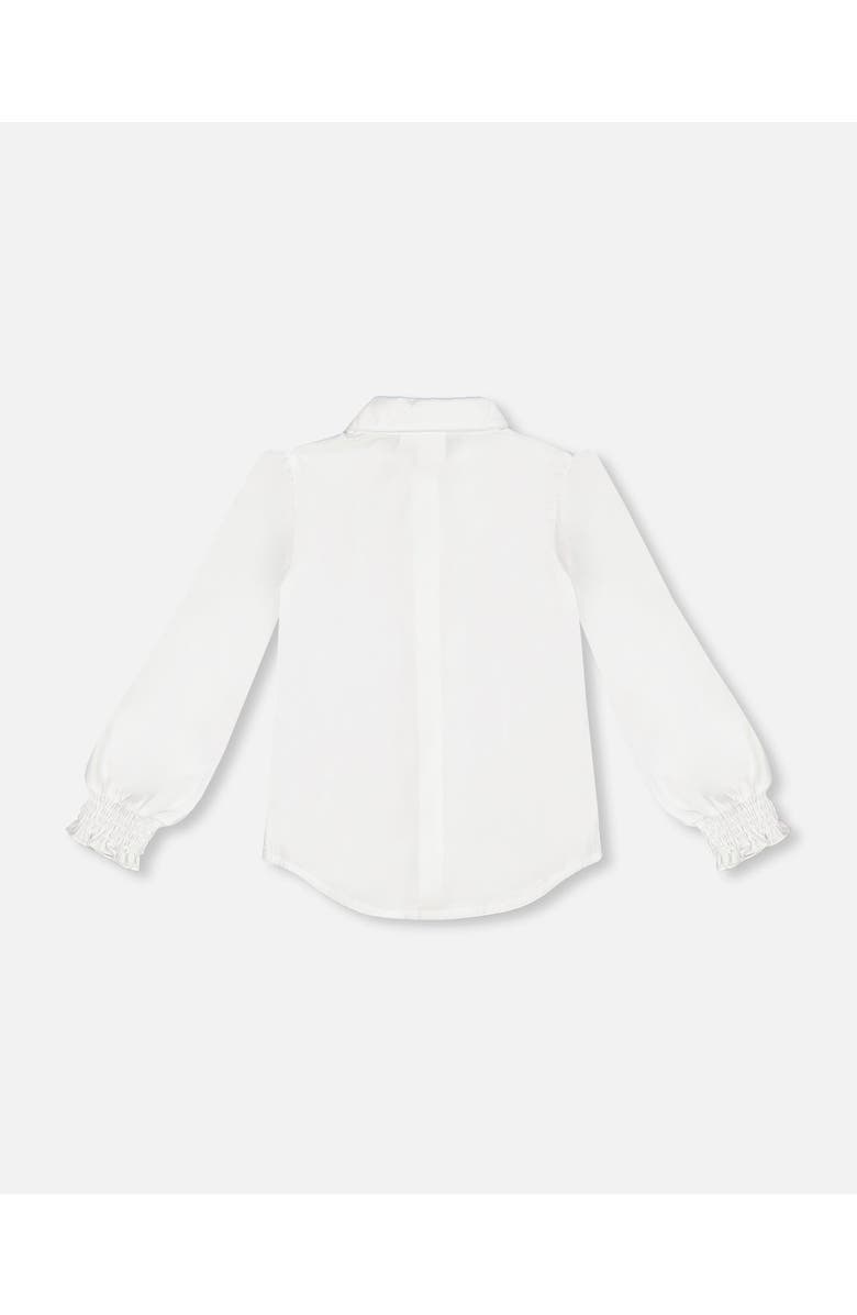 Deux par Deux Little Girl's Long Sleeve Button Front Shirt Off White, Alternate, color,