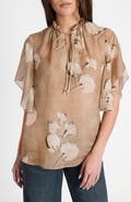 Santorelli Guita Flutter Sleeve Blouse in Floral Voile