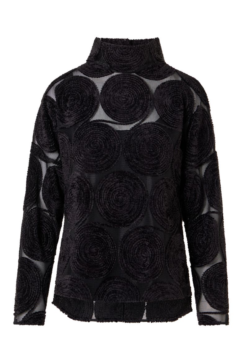 Chenille Dot Mesh Top, Alternate, color, BLACK