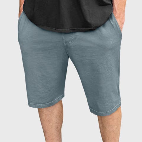Mens Super-Soft 100% Cotton UPF 50+ Athletic Workout Shorts w/Pockets