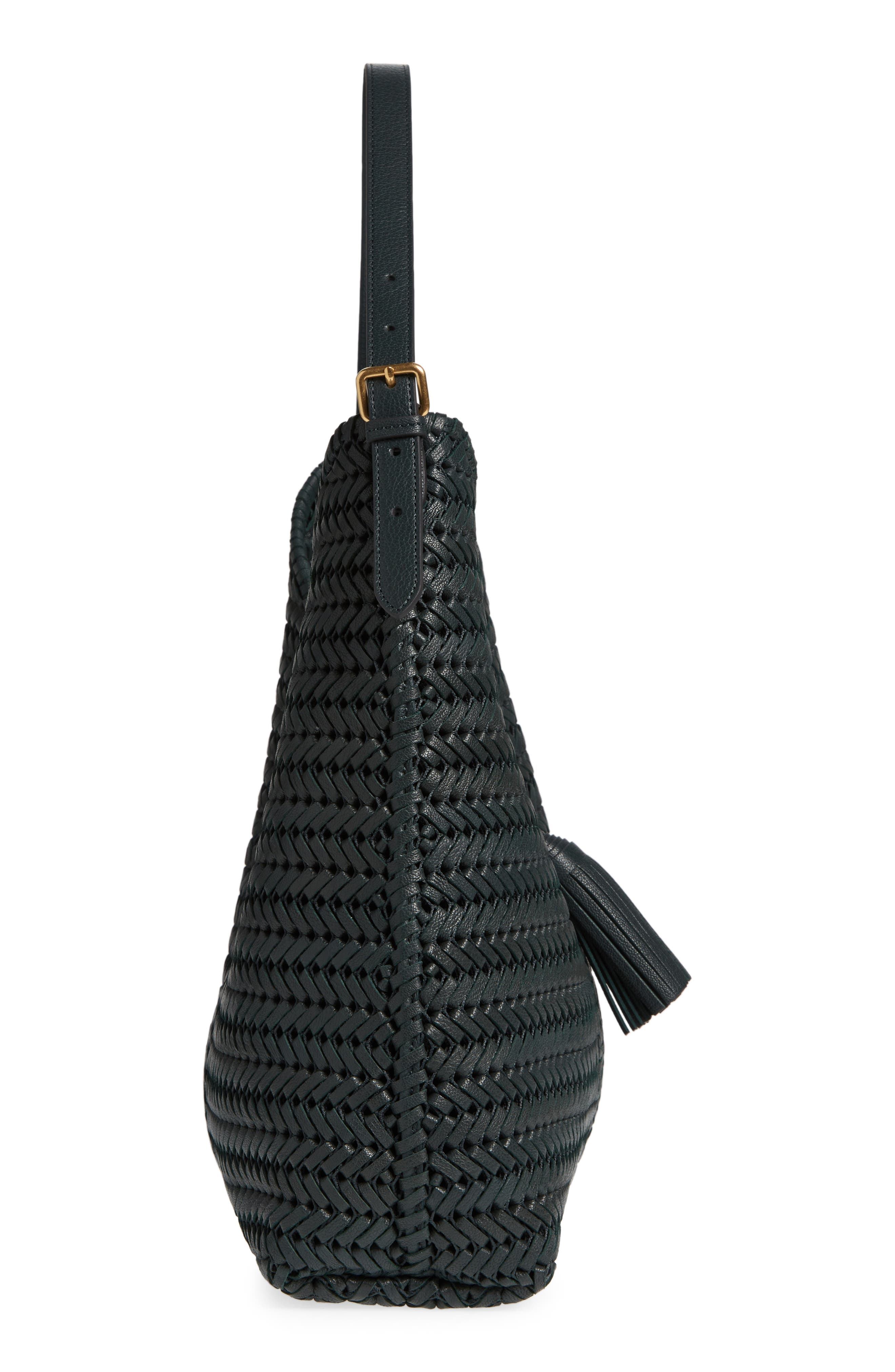 Anya Hindmarch Neeson Tassel Woven Leather Hobo Bag, Alternate, color, 