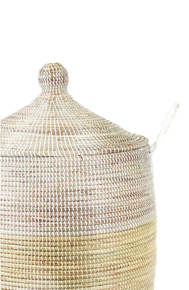 Mbare Dou Lid Storage Basket Two-Tone, Alternate, color, Natural And White