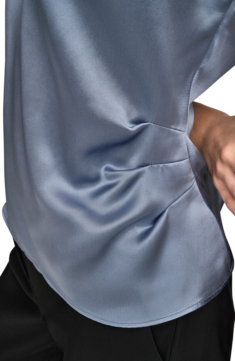 Donna Karan New York Cap Sleeve Stretch Silk Top, Alternate, color, Tempest