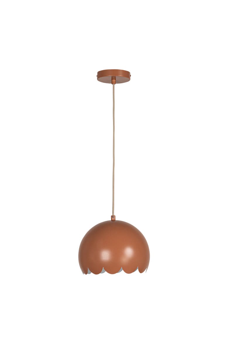 40 Watt Scalloped Metal Pendant Lamp, Main, color, Orange