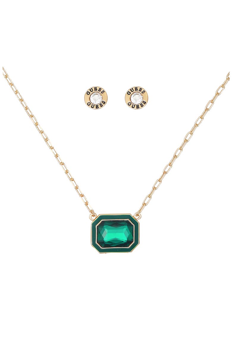 Pendant Necklace & Stud Earrings Set, Alternate, color, GOLD/GREEN