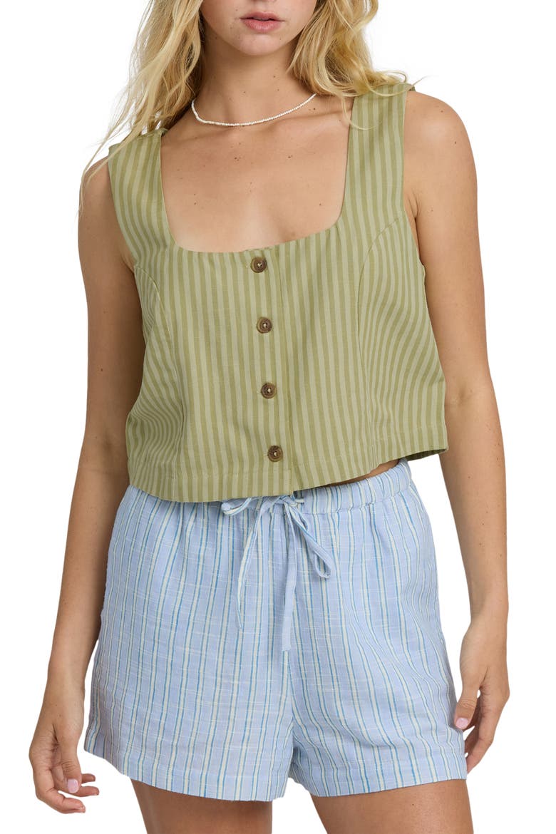 Another Wave Crop Cotton Blend Button-Up Tank Top, Main, color, CEDAR