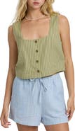 Billabong Another Wave Crop Cotton Blend Button-Up Tank Top