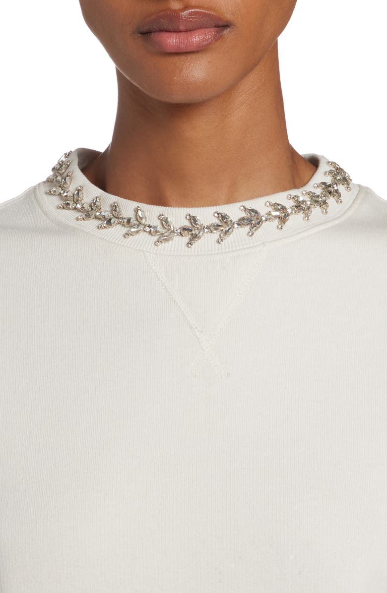 Golden Goose Crystal Embellished Cotton Crewneck Sweatshirt, Alternate, color,