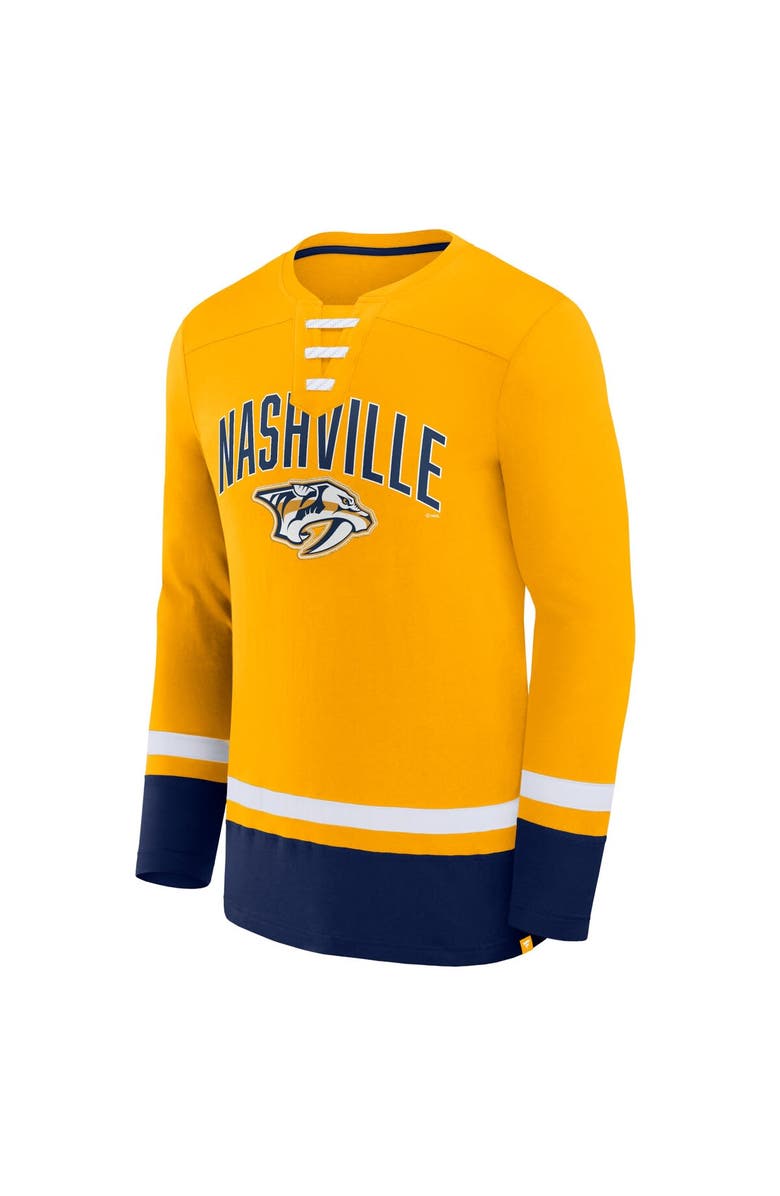 FANATICS Men's Fanatics Branded Gold Nashville Predators Back Pass Lace-Up Long Sleeve T-Shirt, Alternate, color, 
