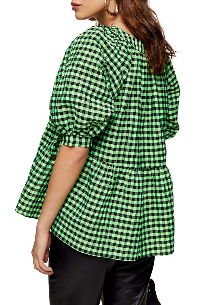 Neon Check Blouse, Alternate, color, GREEN MULTI