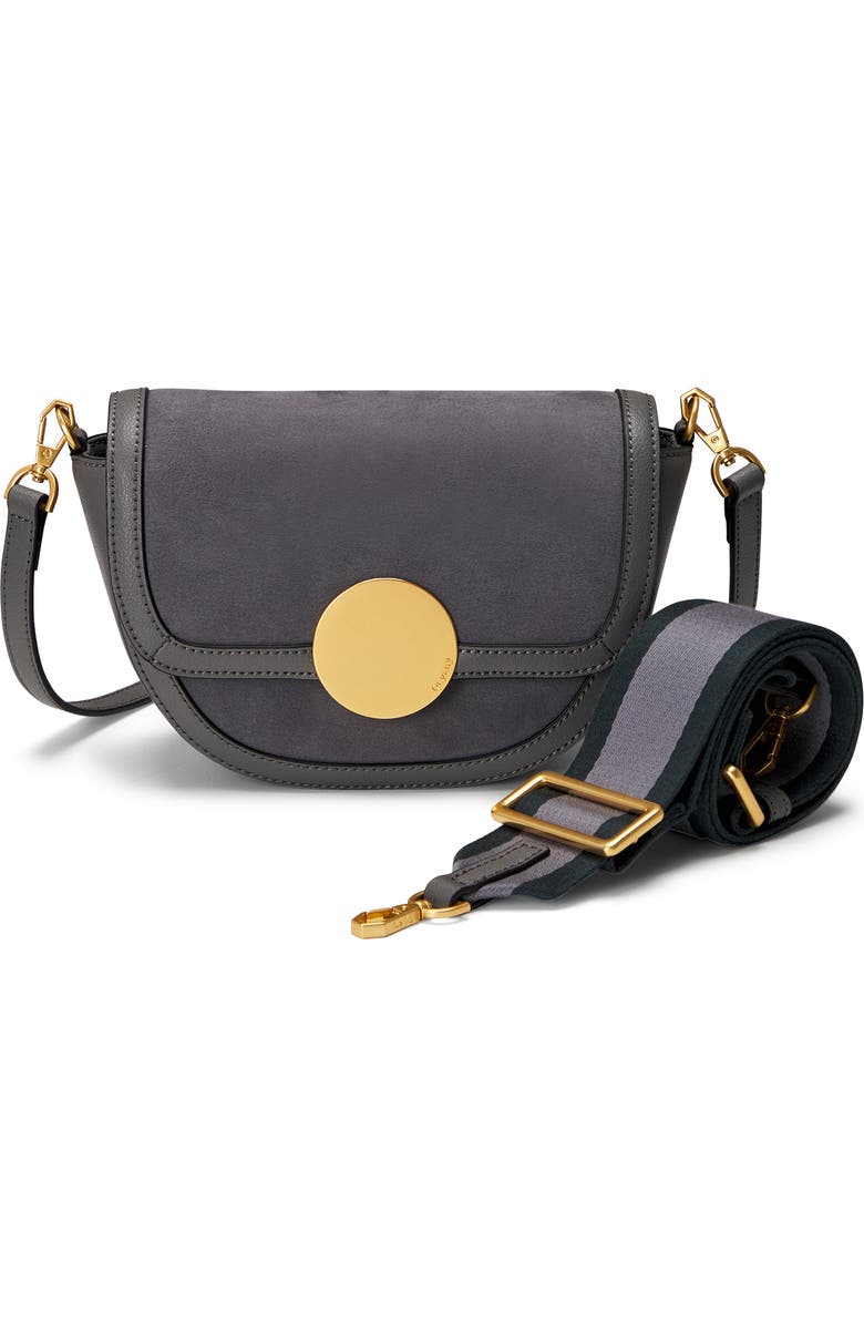 Oryany Lottie Suede & Leather Crossbody Saddle Bag, Main, color,