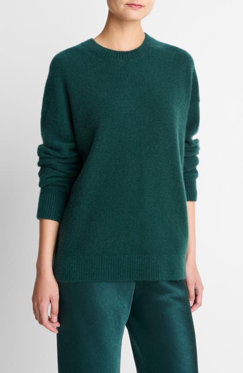 Vince Boiled Cashmere Crewneck Sweater In Green