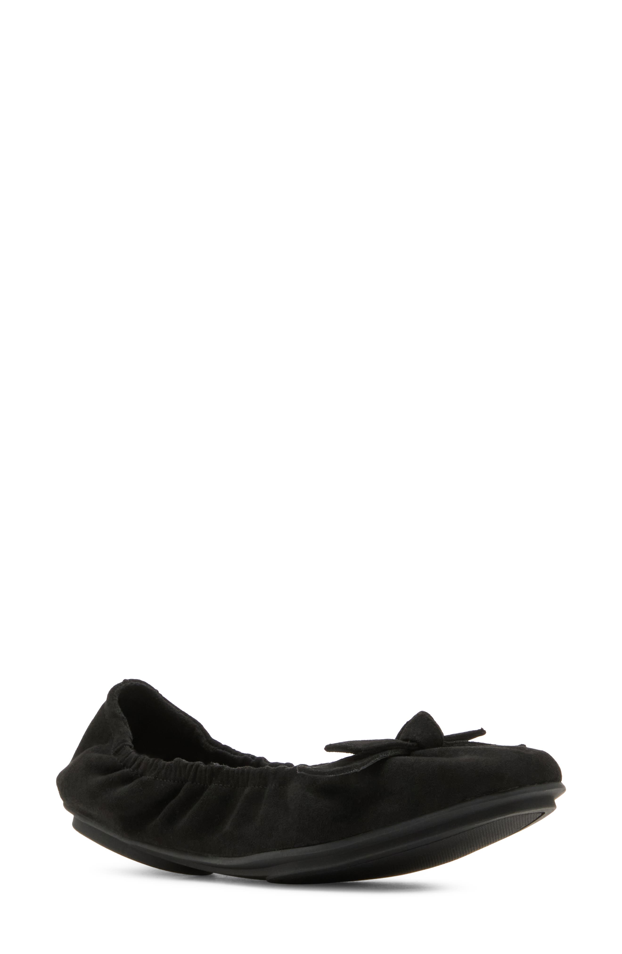 Anne Klein Charity Flat In Blk Micro Suede
