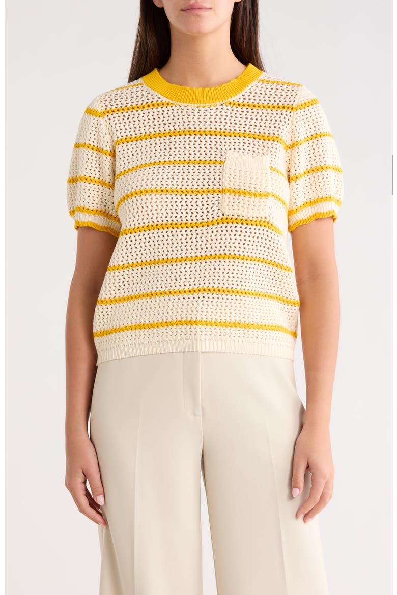 Dannah Stripe Open Knit Sweater, Main, color, CREAM-YELLOW