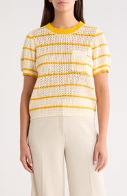 SUGARLIPS Dannah Stripe Open Knit Sweater