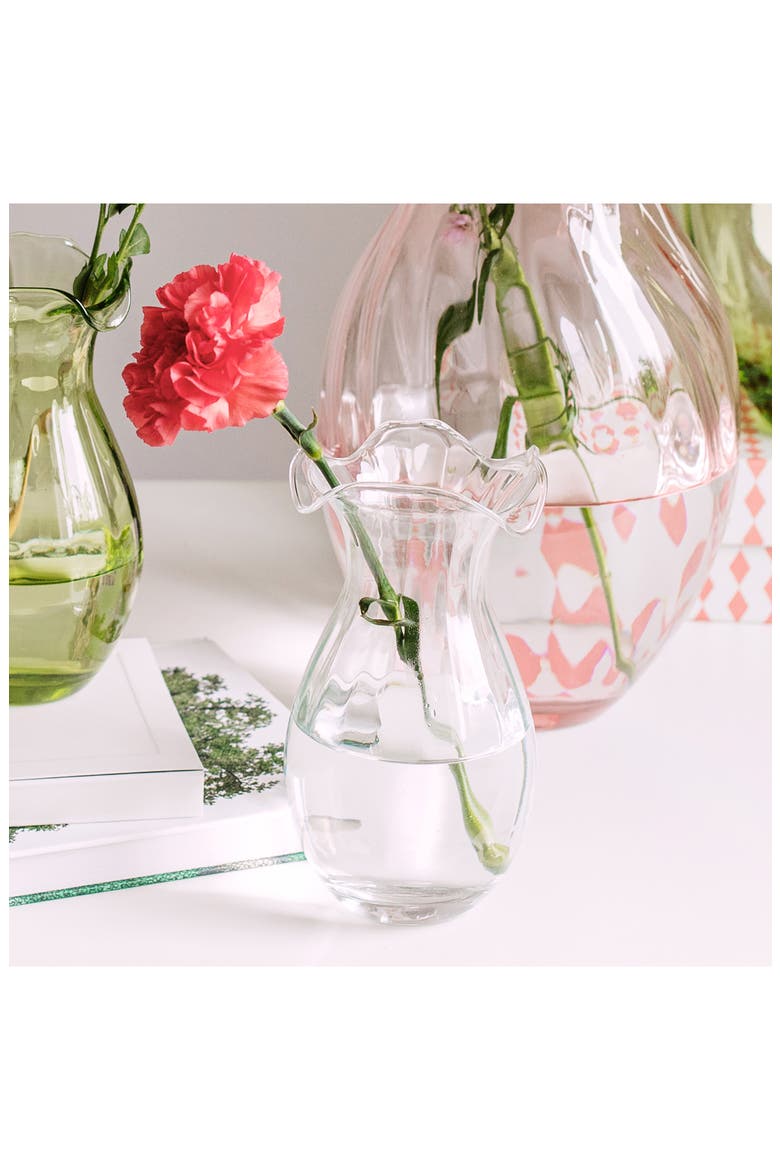 Hibiscus Glass Clear Vertical Fluted Small Vase, Alternate, color, CLEAR