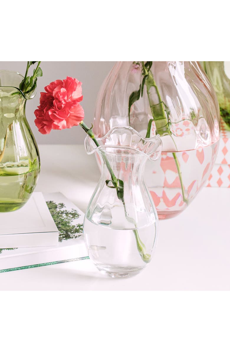 VIETRI Hibiscus Glass Clear Vertical Fluted Small Vase, Alternate, color, Clear