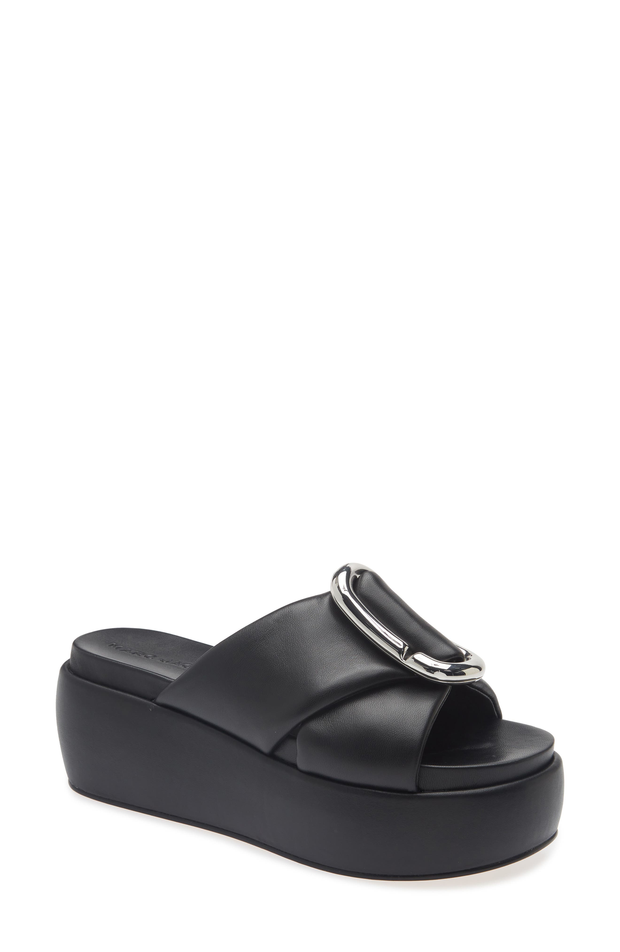 Marc Jacobs The Pop J Marc Platform Wedge Slide Sandal, Main, color, Black