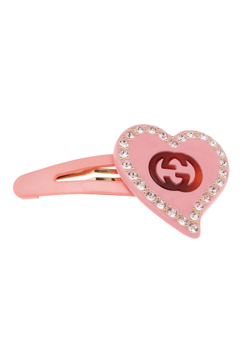 GG Heart Barrette, Main, color, PINK