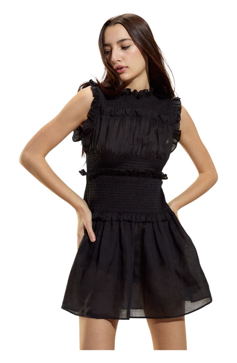 Cynthia Rowley Noir Ramie Mini Dress, Alternate, color,