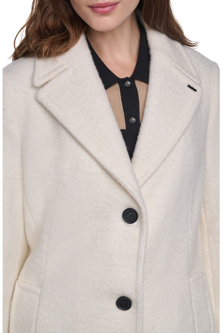 Single Breasted Bouclé Wool Blend Coat, Alternate, color, PEARL