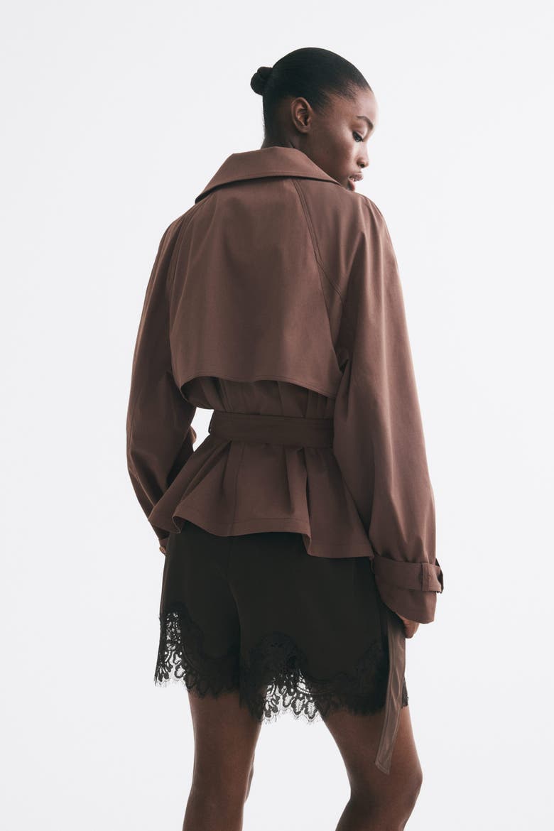 Short Tie-belt Trench Coat, Alternate, color, Dark taupe