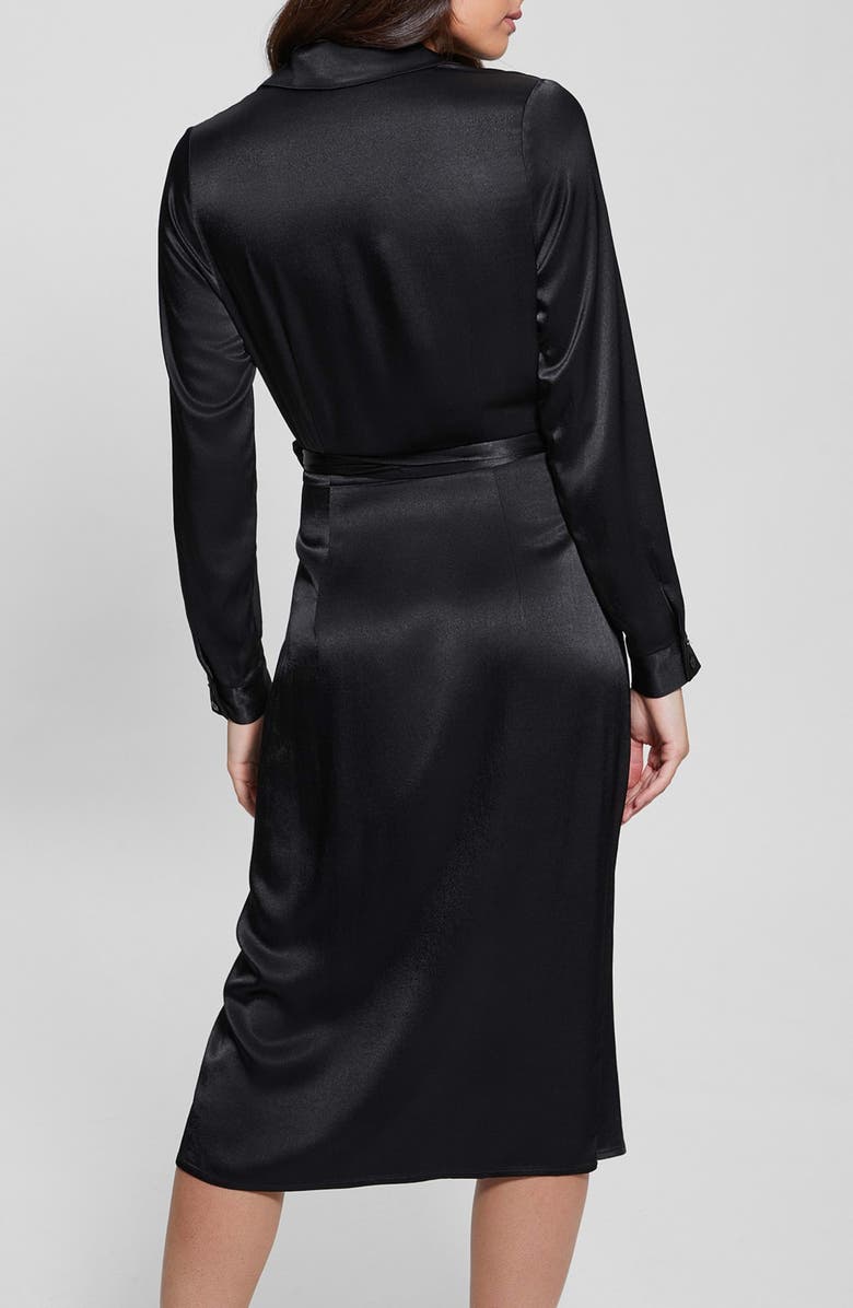 GUESS Clara Long Sleeve Satin Wrap Dress, Alternate, color,