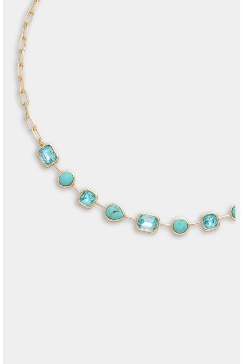 Naomie Paperclip Tennis Necklace, Main, color, Gold, Turquoise