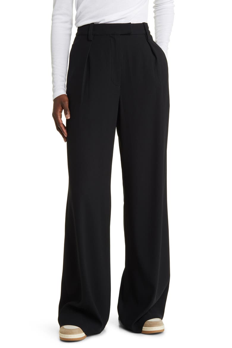 Bennett Wide Leg Crepe Pants, Main, color, BLACK