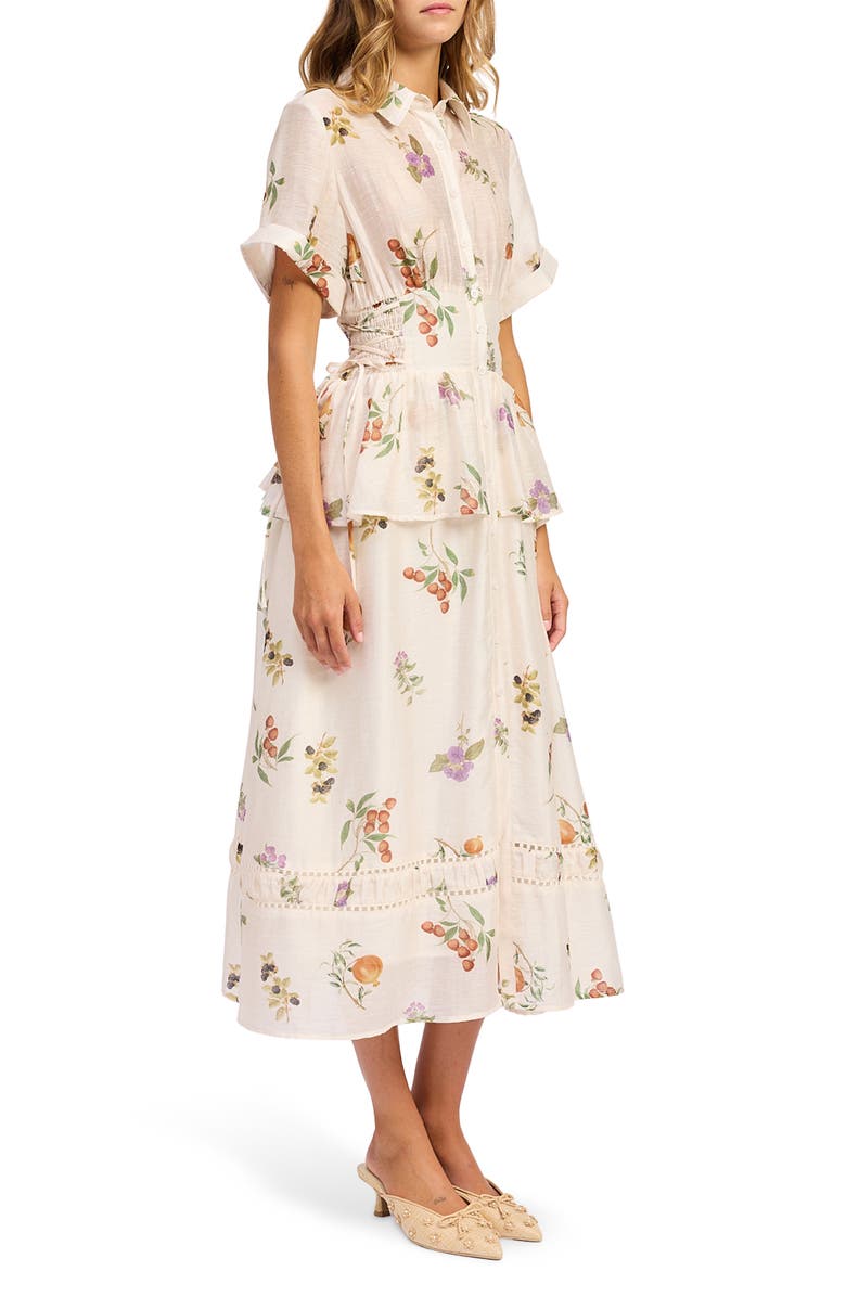 En Saison Tulsa Floral Tiered Shirtdress, Alternate, color, Ivory Multi