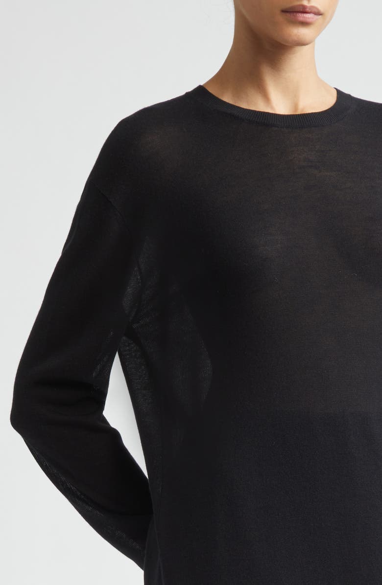 TOTEME Long Sleeve Knit T-Shirt, Alternate, color, Black