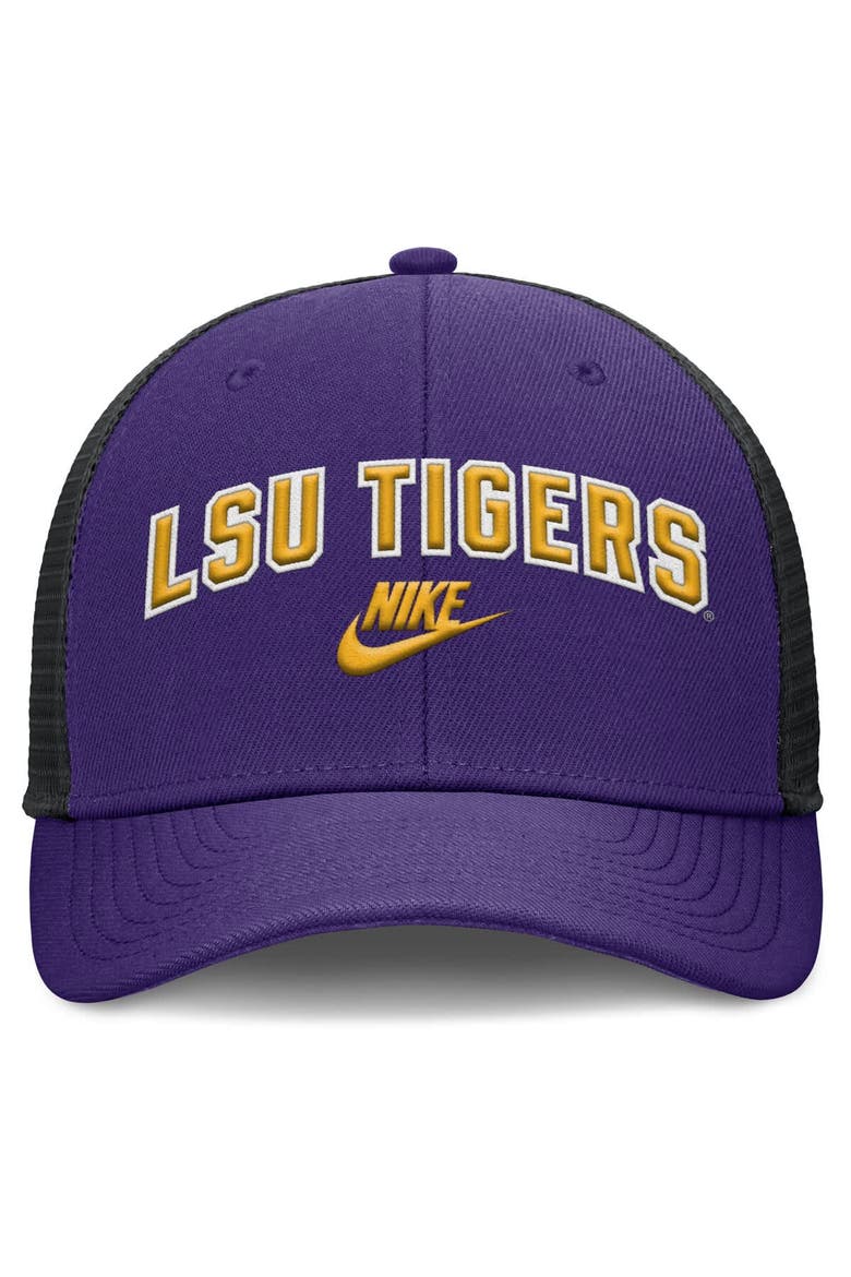 Men's Nike Purple/Black LSU Tigers Legacy Arch Rise Performance Trucker Adjustable Hat, Alternate, color, Purple