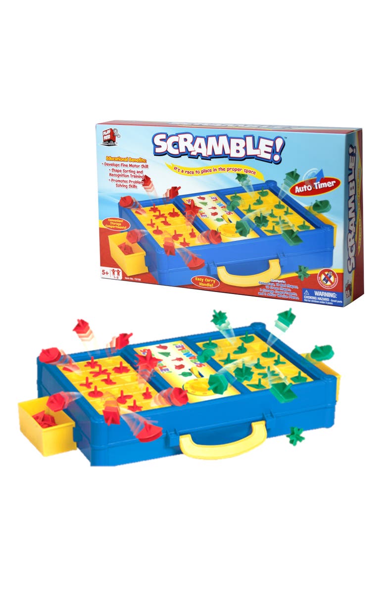 Mukikim SCRAMBLE! - Shape Sorting Board Game With A Twist! Race To Match the Shapes In the Right Slots To Against Your Opponent, And Before The Time Runs Out! Promotes Shape Recognition and Problem Solving Training, Main, color, Scramble