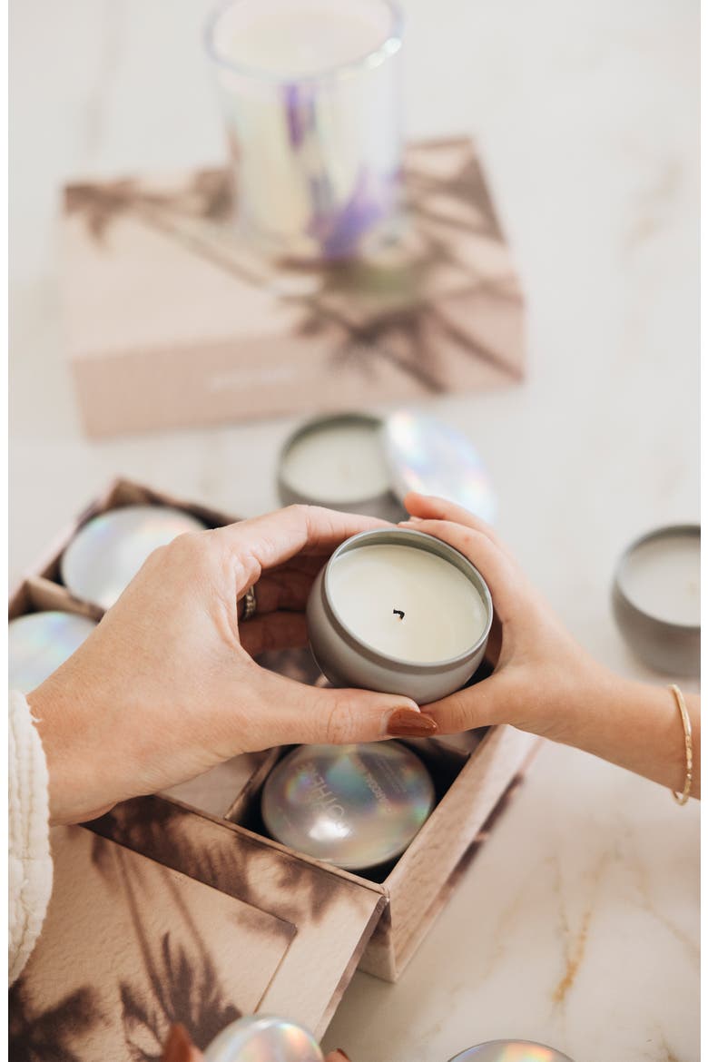 Set of 6 Mini Scented Candle Travel Tins, Alternate, color, IRIDESCENT