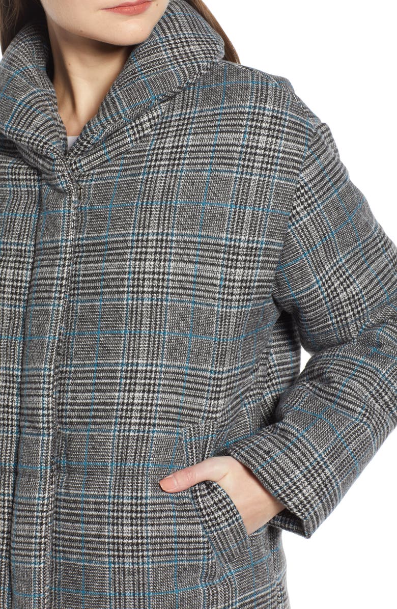 Something Navy Plaid Puffer Jacket, Alternate, color,