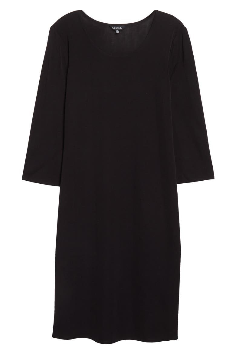 Scoop Neck Knit Dress, Alternate, color, BLACK