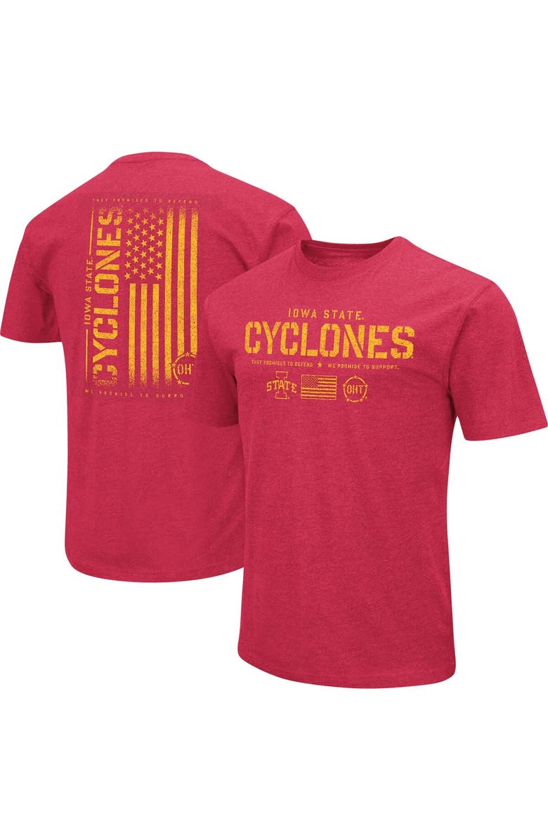 COLOSSEUM Men's Colosseum Cardinal Iowa State Cyclones OHT Military Appreciation Flag 2.0 T-Shirt, Main, color, 