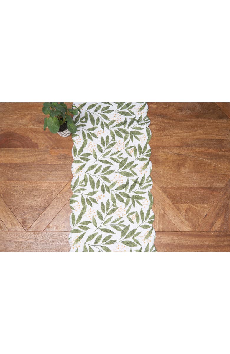 C&F Home Joelle Cotton Table Runner 14" x 51" - Vibrant Floral & Palm Leaf, Alternate, color, Green