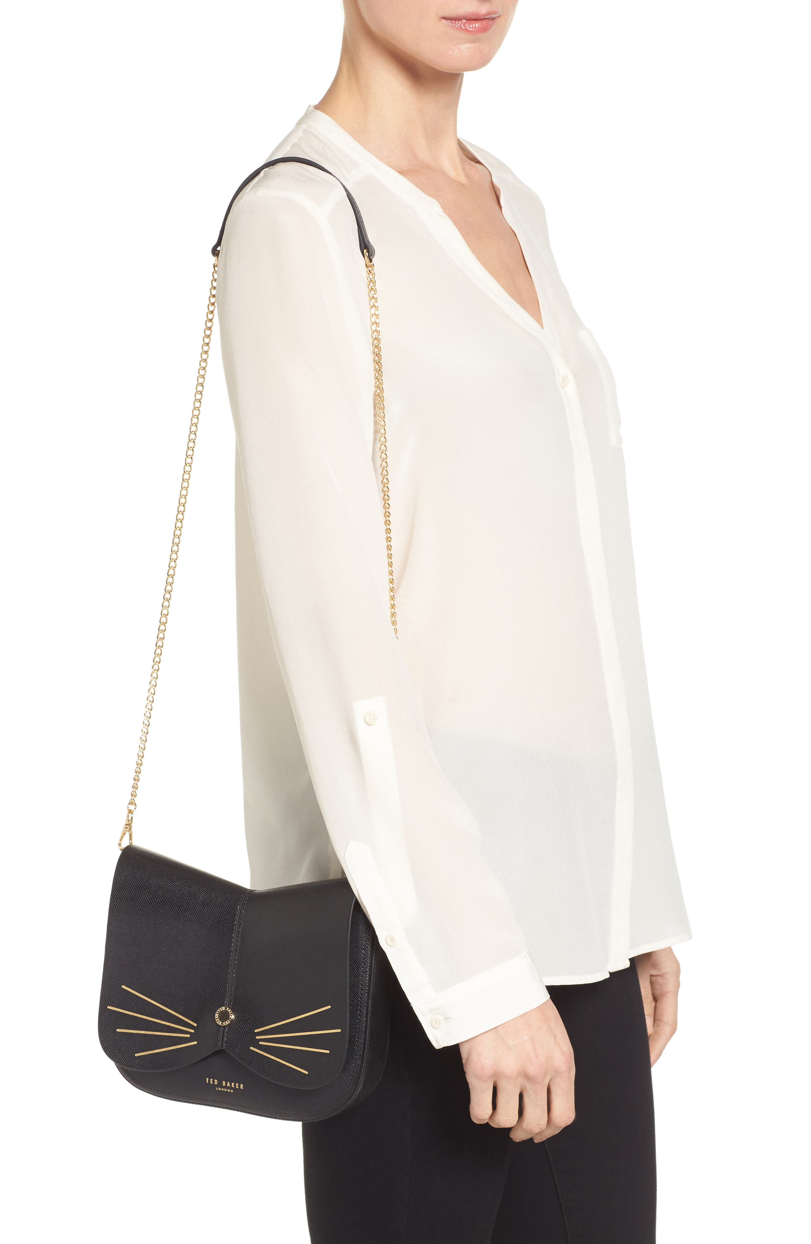 Ted Baker London Kittii Cat Leather Crossbody Bag, Alternate, color, 