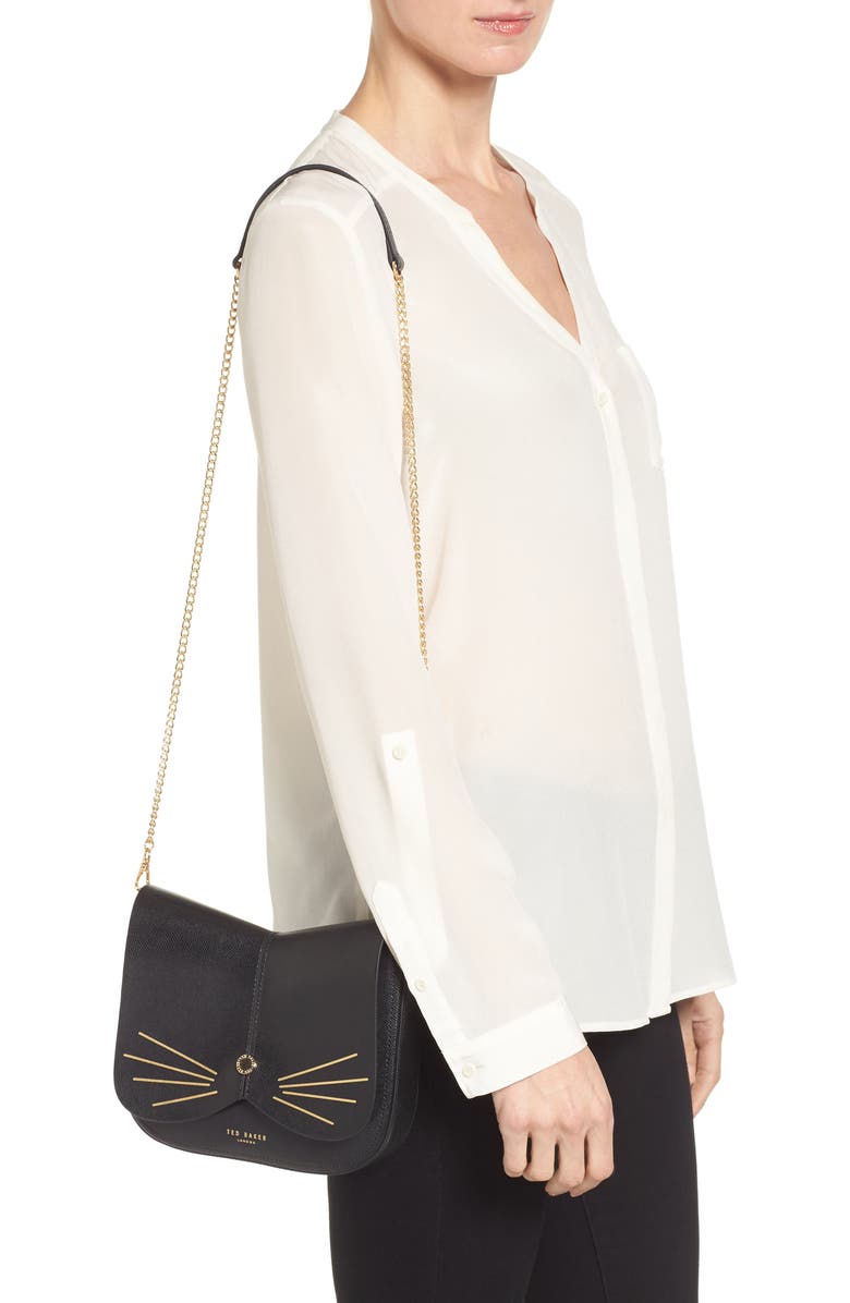 Ted Baker London Kittii Cat Leather Crossbody Bag, Alternate, color,