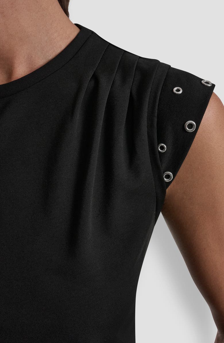 DKNY Grommet Trim Ponte Knit Top, Alternate, color, Black