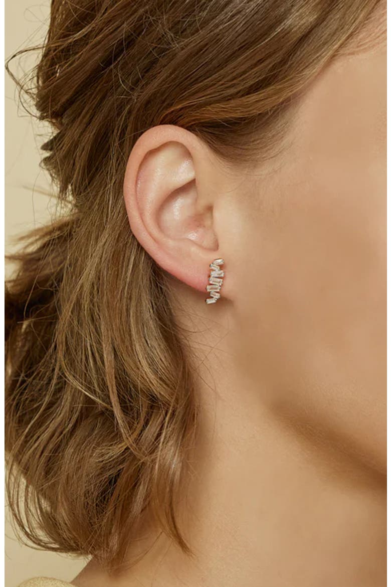 Sterling Silver 18k Gold Plated Clara Abstract Crystal Earring Statement, Alternate, color, Silver