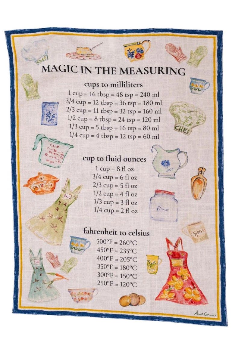 Measuring Tea Towel with Button, Main, color, White