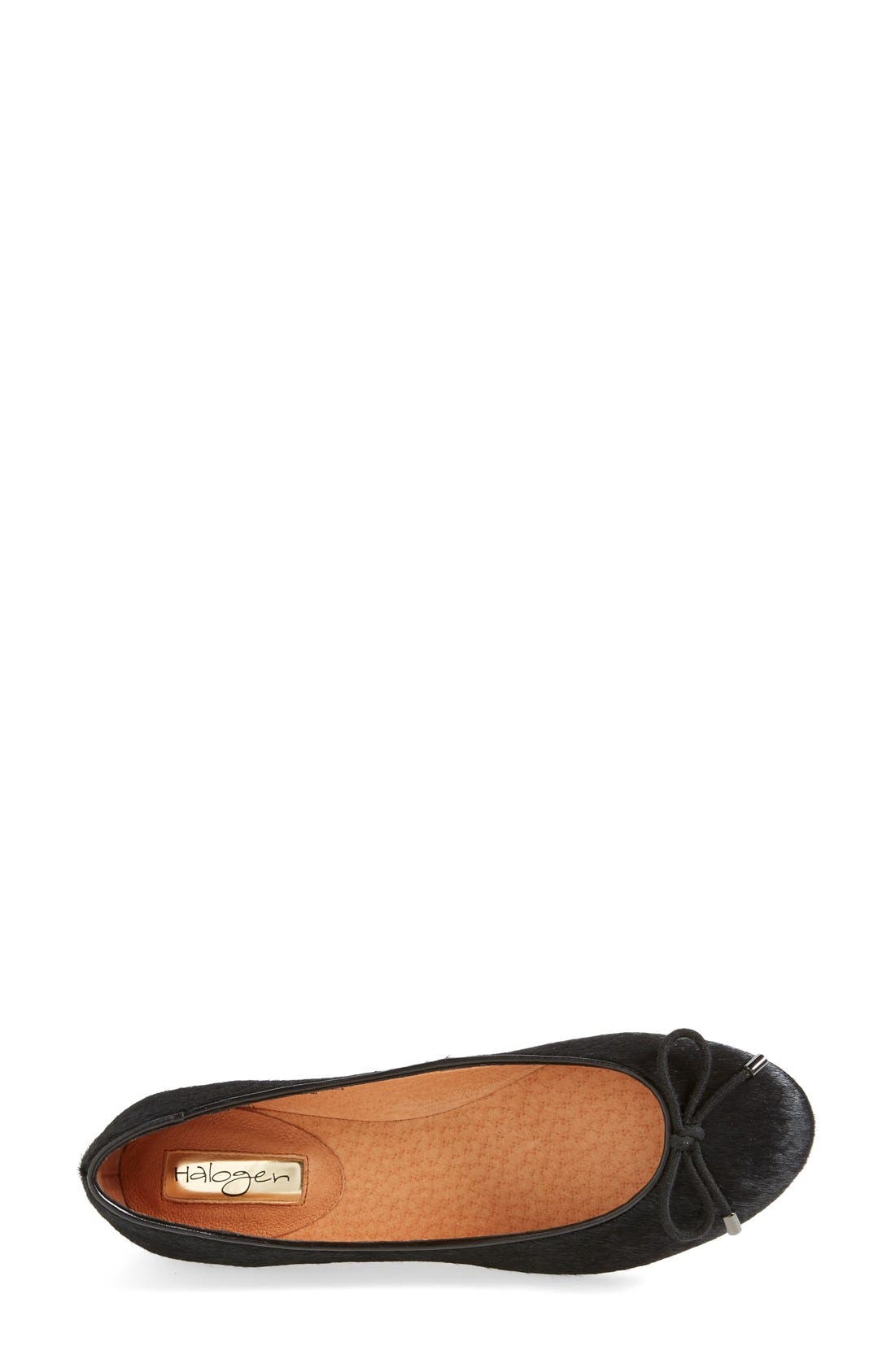 'Gala' Round Toe Flat, Alternate, color, BLACK HAIRCALF